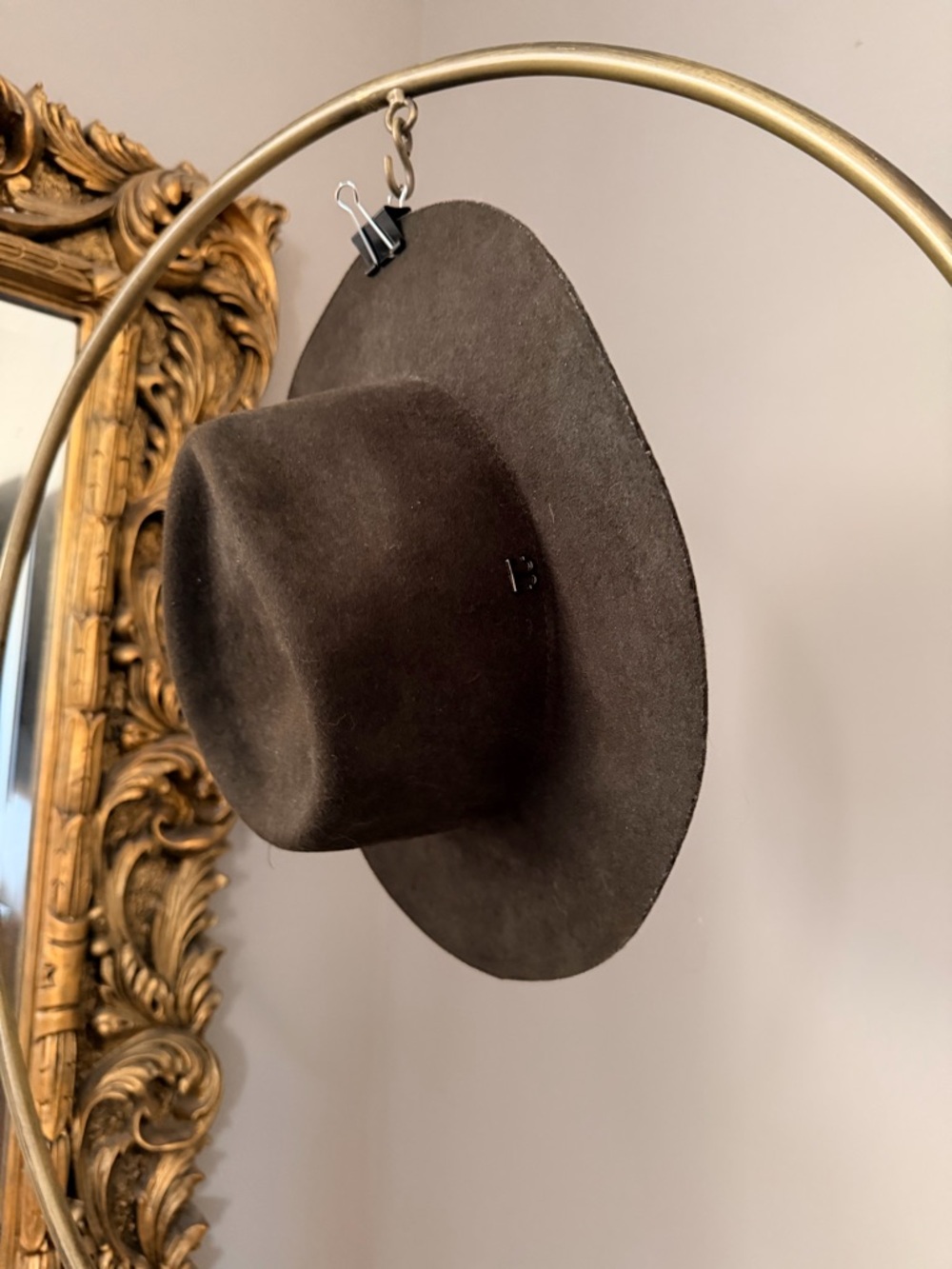 Wide-Brim Wool Felt Hat with Zipper Accent - Dark Brown - Picture 2 of 5